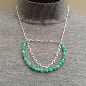 2 for $32 / Lt Green Turquoise bib necklace